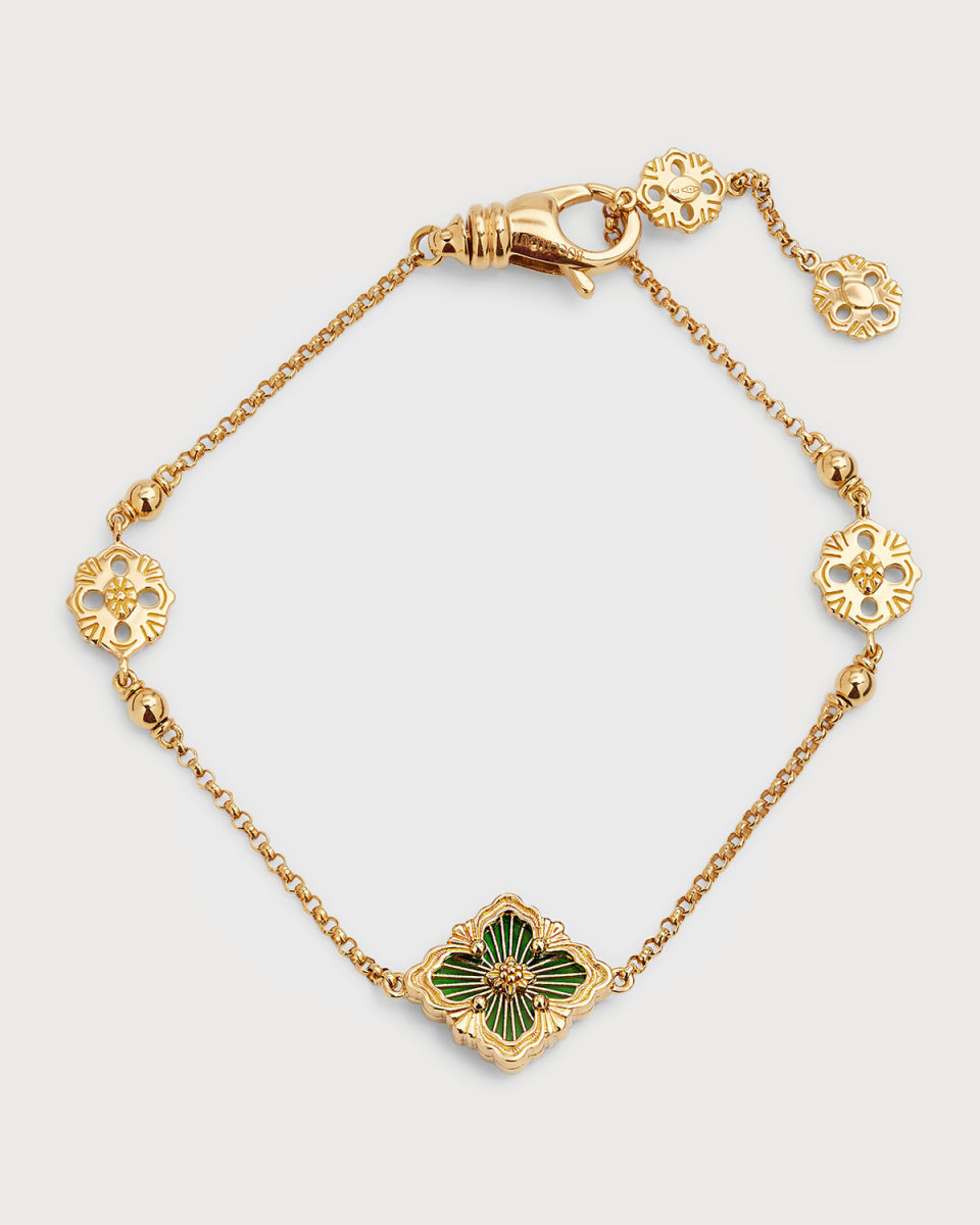 Opera Tulle Flexible Bracelet in Green and 18K Yellow Gold, Size 17